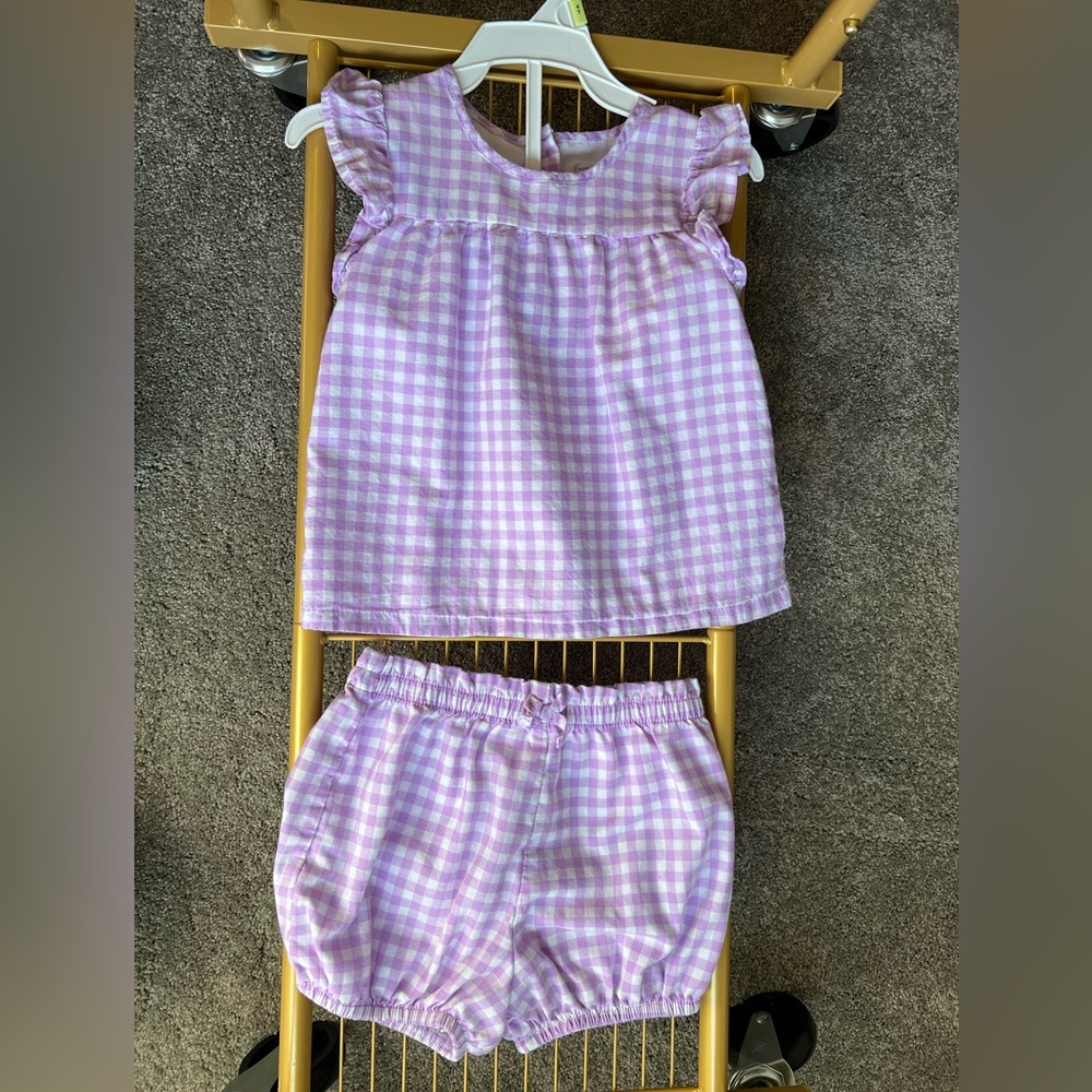 Purple Gingham Print Outfit